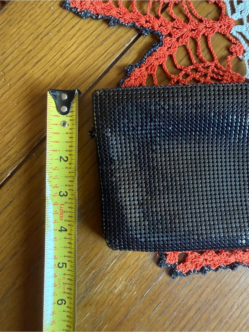 Vintage 1980s Whiting & Davis Black Metal Mesh Evening Clutch Purse